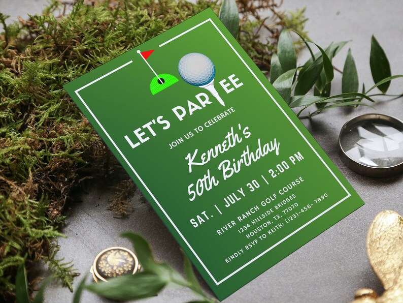 Golf Birthday Party Invitation | Men's Birthday Invite | Golf Party ...