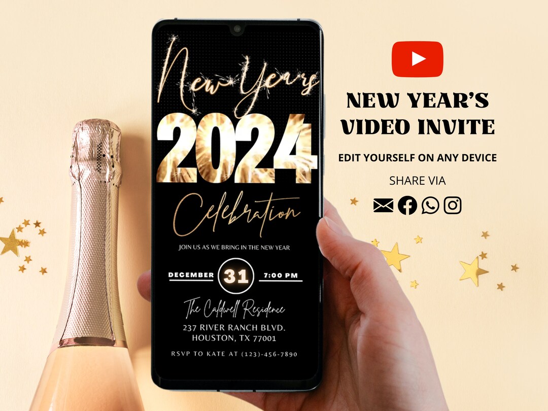 New Years Eve Invitation NYE 2024 Party Invite New Years Eve Party Invite 2024 New Years Party