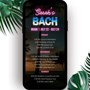 Miami Itinerary Template | Miami Bachelorette Itinerary Template | Bachelorette Weekend Itinerary Florida | Bachelorette Weekend Itinerary