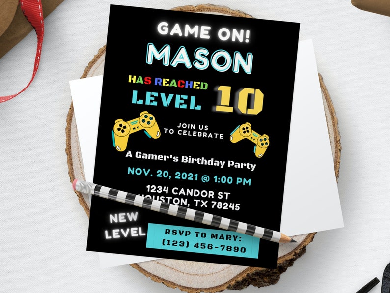 Editable Gamer Birthday Invitation Gamer Invitations Digital Etsy