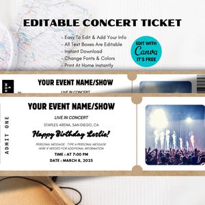 Konzertkarten-Vorlage | Ticket Geschenk | Gefälschtes Ticket | Überraschungs Kurzurlaub | Surprise Konzertkarten Vorlage