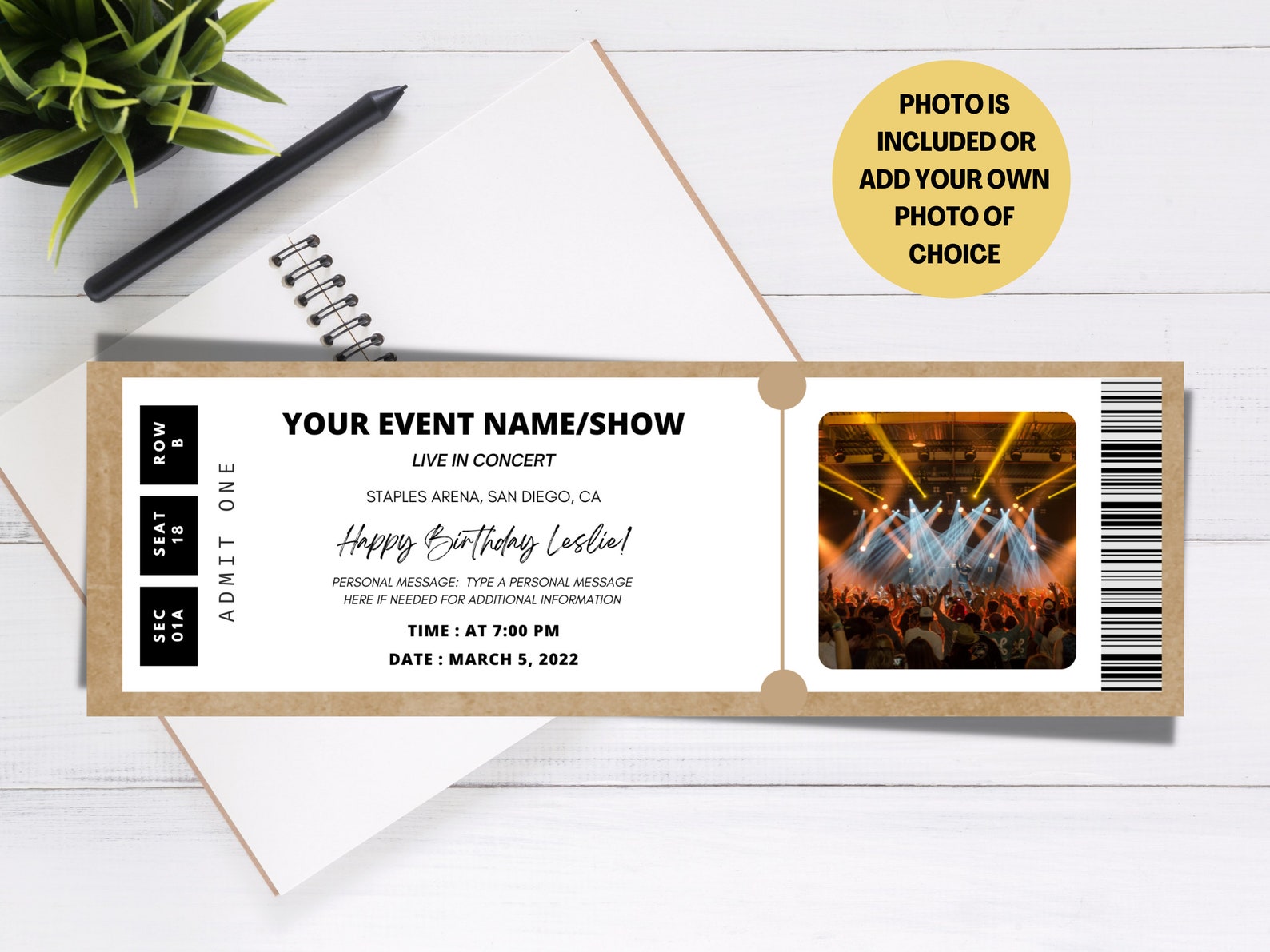 Concert Ticket Template Ticket Gift Fake Ticket Surprise - Etsy