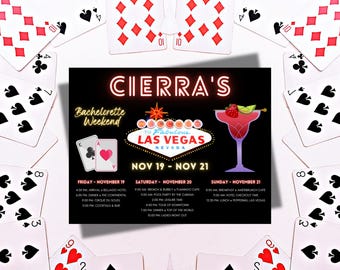 Itinerario en Las Vegas / Despedida de soltera en Las Vegas / Itinerario para despedida de soltera en Las Vegas / Plantilla de itinerario para despedida de soltera / Fiesta de despedida de soltera / Bach