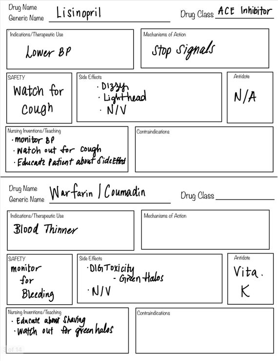 Drug Card Template Etsy