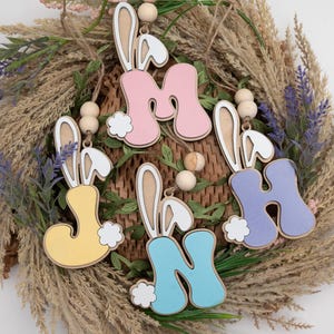 Personalisierte Bunny Letter Ostern Korb Tag: Benutzerdefinierte Holz Namensschild