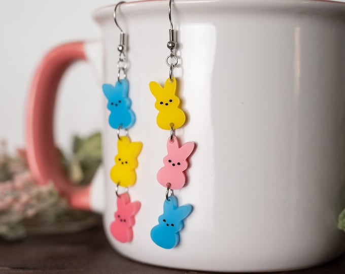 Featured listing image: Easter Peep Earrings - Easter Bunny Earrings - Pastel Peep Earrings