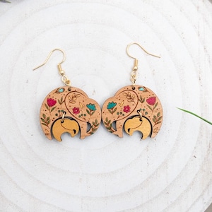 Blumenmutter und Baby Elefant Ohrringe