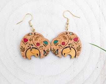 Pendientes florales para mamá y bebé elefante
