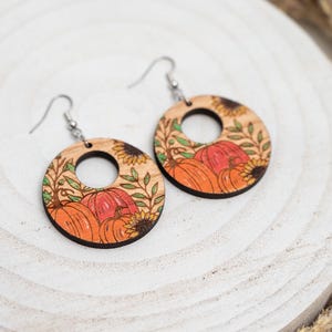 Pendientes de calabaza floral/Pendientes de otoño imagen 2