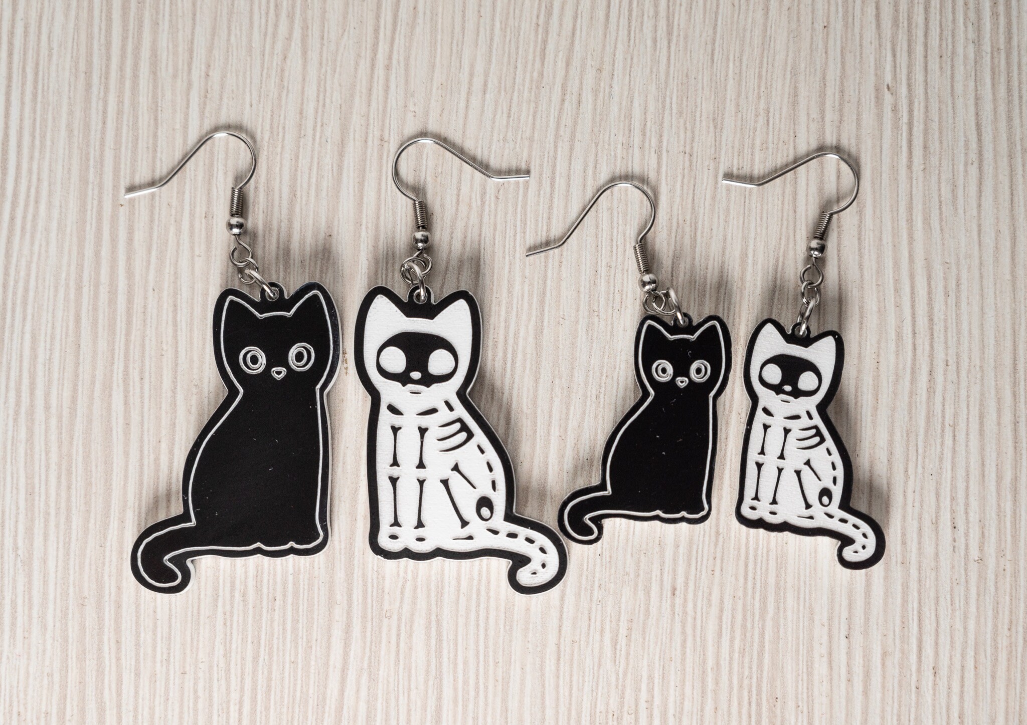 Orecchini A Perno Halloween Gatto Zest - Per Orecchie Traforate, Neri - Foto 2