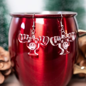Weihnachtsohrringe mit Elchmotiv, baumelnde Ohrringe, ideales Geschenk für Frauen