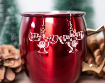 Moose Mug Christmas Earrings - Christmas Vacation Earrings - Moose Mug Eggnog Cup Earrings