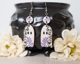 White Floral Ghost Earrings