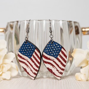 XOCARTIGE Patriotic Jewelry Set - 6 Necklaces & 6 Earrings, American Flag Enamel Heart/Star Pendants For 4th Of July - View #5