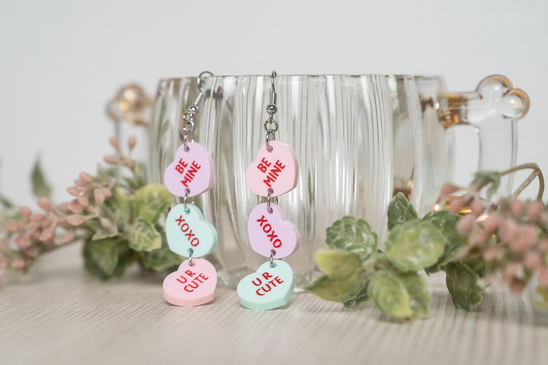 Valentine's Day Candy Heart Earrings Conversation Heart Earrings Anti