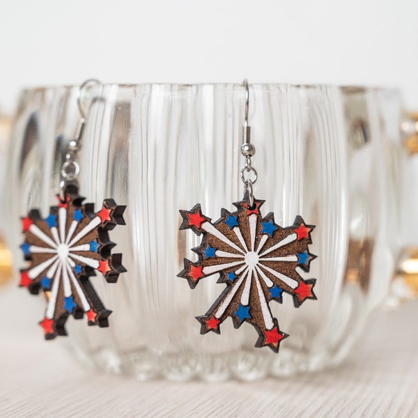 4th of July Fireworks Earrings - Patriotic Earrings - July Fourth Earrings - Americana Jewelry