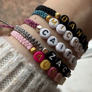 Custom name bracelet, macrame bead bracelet, custom word, nickname, surfer bracelet, stacking bead bracelet, friendship bracelet, couples