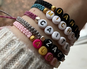 Custom name bracelet, macrame bead bracelet, custom word, nickname, surfer bracelet, stacking bead bracelet, friendship bracelet, couples