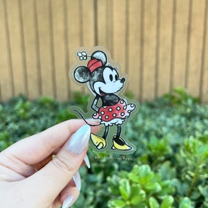 Minnie Mouse // classic retro disney minnie mouse flower hat style laptop hydro flask water bottle transparent vinyl deal sticker