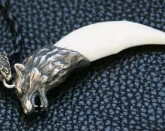 Wolf Tooth Necklace, Sterling Silver Wolf Necklace, Wolf Pendant
