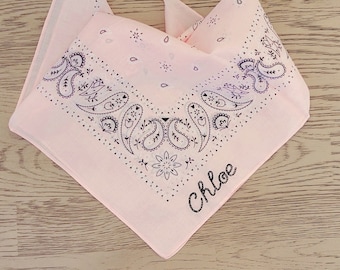 PERSONALIZED Embroidered Western Bandana, custom handkerchief, bridal party, western wear, rodeo, cowgirl, monogram, wedding, Bachelorette