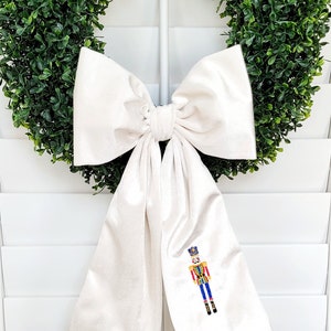 Custom Nutcracker Velvet Christmas bow, wreath sash bow, nutcracker, toy soldier, tree, embroidered, monogram, ribbon, Christmas tree bow