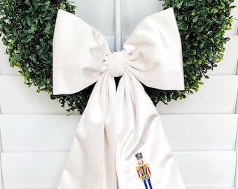 Sonderanfertigung, Nussknacker Samt Weihnachten Schleife, Adventskranz, Schärpe, Nussknacker, Spielzeugsoldat, Baum, bestickt, Monogramm, Schleifenband, Weihnachtsbaum Schleife