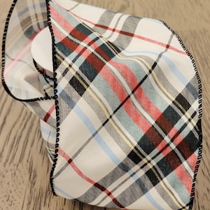 Weiß Stewart kariertes Drahtband, Weihnachten, 4 Zoll, 2,5 Zoll, 1,5 Zoll, Weihnachtsbaum, Weihnachtsbogen, Herbst, Weihnachtskranz, Tartan