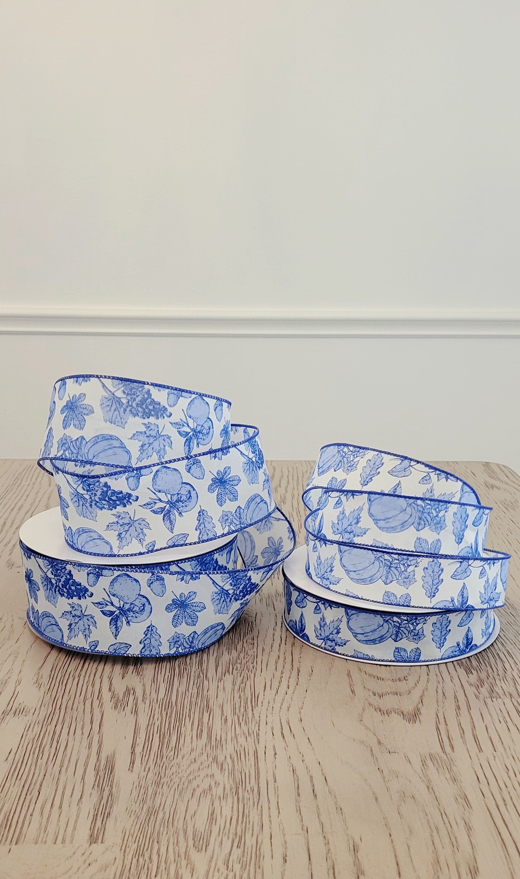 Blue Chinoiserie Fall Ribbon 2.5 Inch Wired Ribbon, 1.5 Inch, 5 Yards ...
