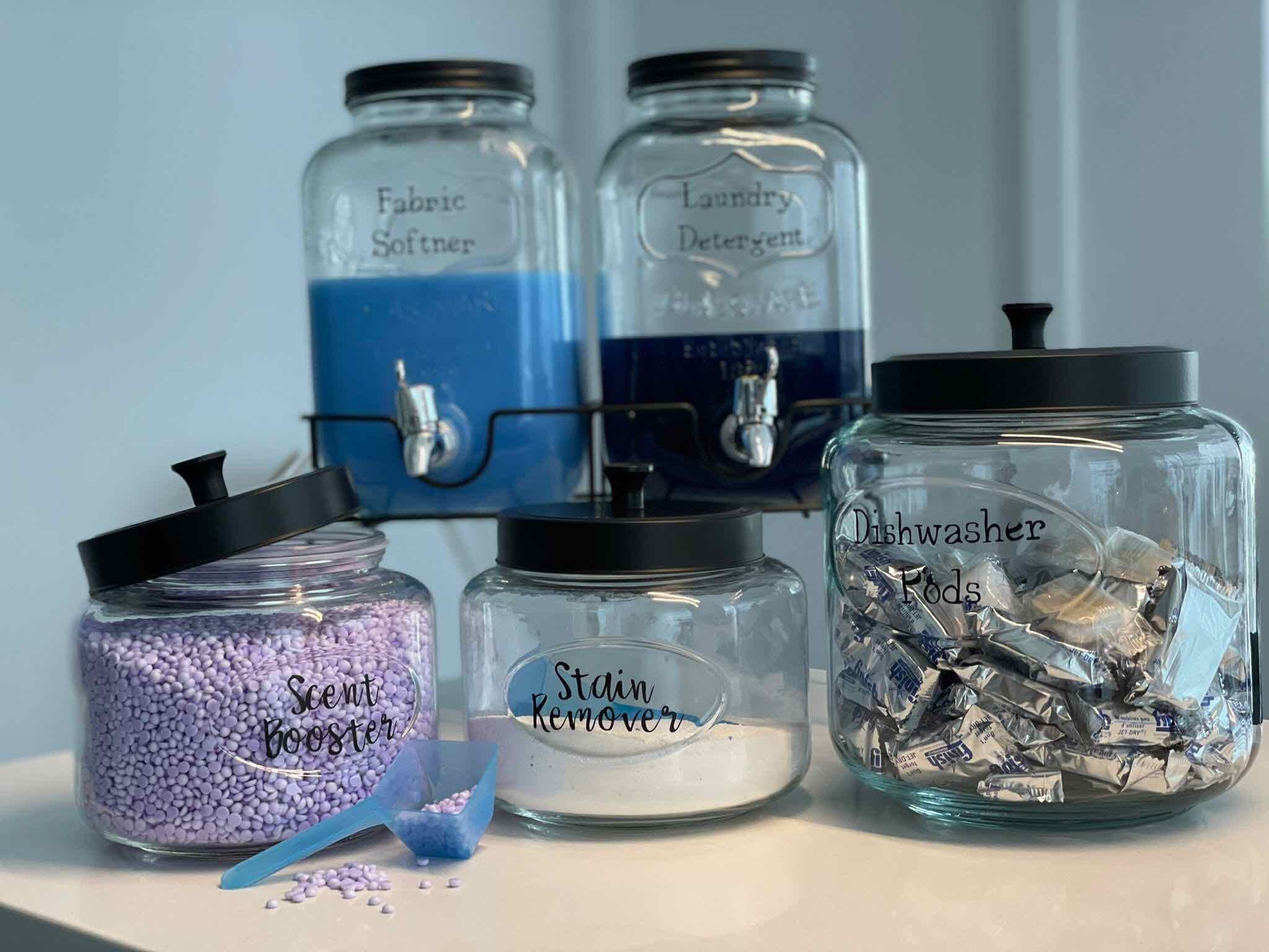 Glass Jars with Easypour Spouts Customized Labels Laundry Etsy