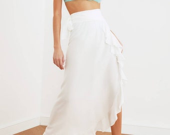 White maxi cotton skirt,boho summer skirt,summer skirt outfit,bohemian skirt,cotton skirt for women,maxi slit skirt,long skirt