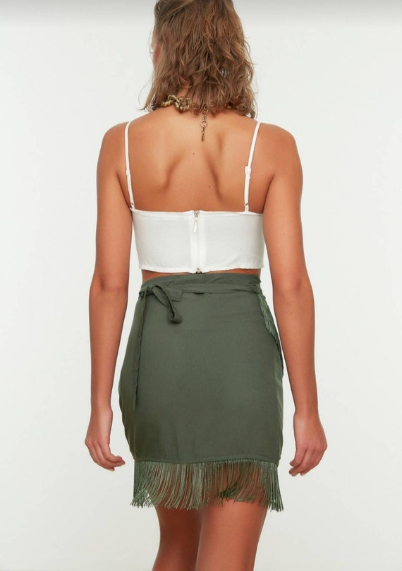 Khaki boho clearance skirt