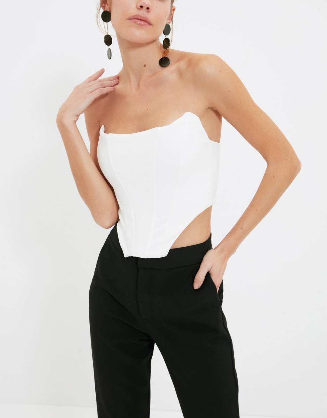 White Corset Crop Topwhite Bustierbridal Etsy