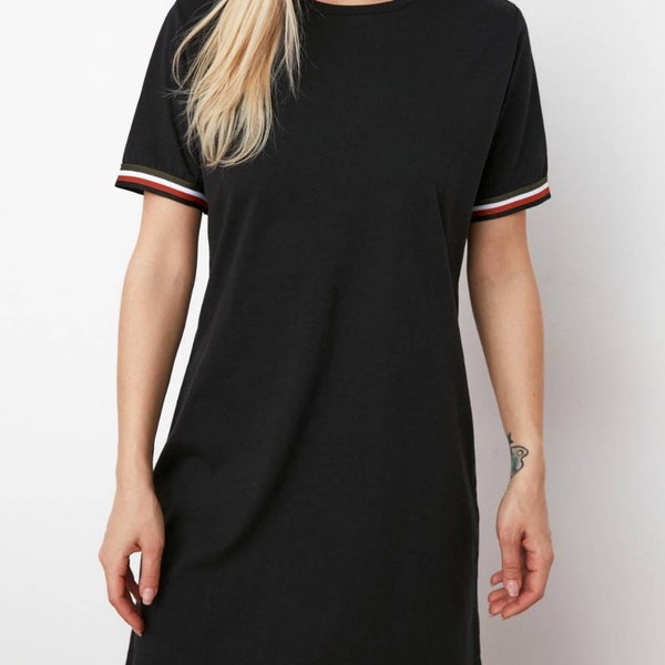 Crew neck cotton dress,%100 cotton dress,black,brown,streetstyle,mini dress,best gift for her