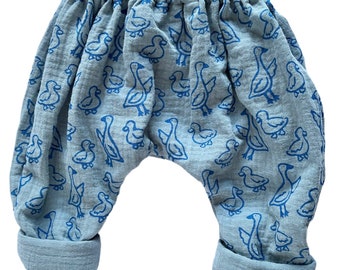 Infant Duck, Duck, Goose Print Boho Pants, Organic Cotton, Sustainable Clothing