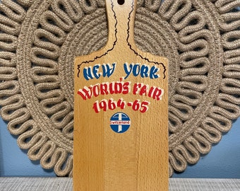 New York Worlds Fair 1964-65, Switzerland, wood cutting board, souvenir