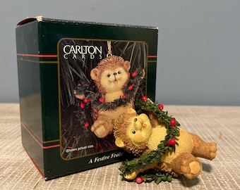 1998 Carlton cards, hedgehog Christmas ornament, a festive frolic, heirloom collection