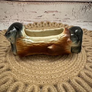 Vintage Indoor Black Bear Planter, Woodland Theme