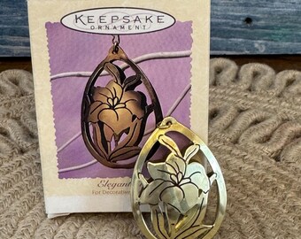Hallmark Elegant Lily Easter Tree Ornament 1995 Dimensional Brass
