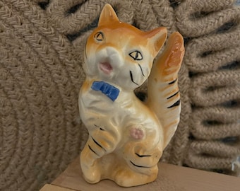 Vintage tigre naranja, gato, salero y pimentero, Japón