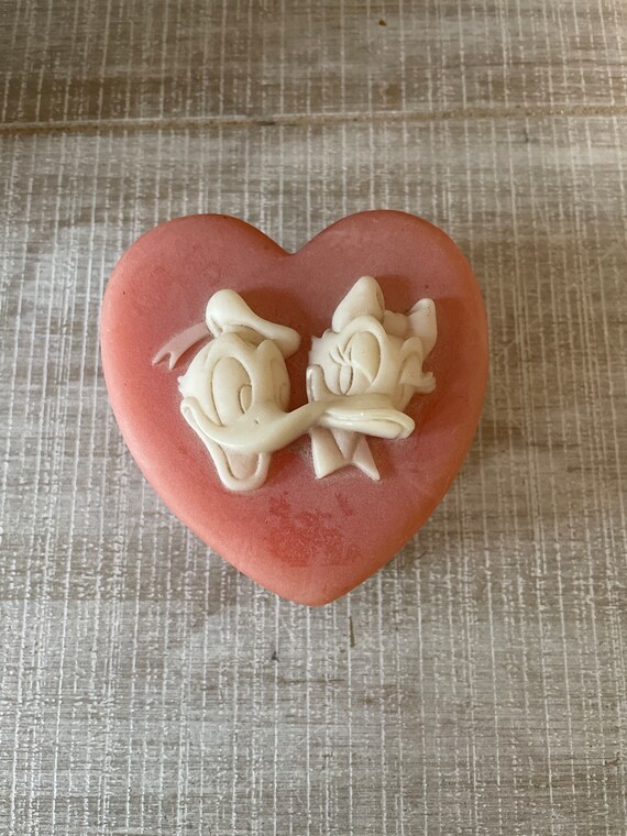 Vintage Disney soapstone incolay Donald and Daisy 