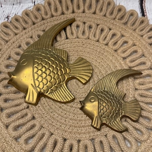 Set of 2 Vintage Brass Fish Wall Decor Decoration
