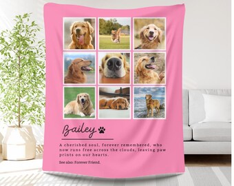 Custom Dog Photo Blanket | Dog Memorial Gift | Pet Sympathy Gift | Christmas Keepsake | Dog Loss Gift|Dog Loss Memory Gift| Memorial Blanket