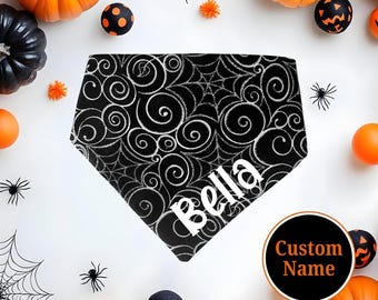 Halloween Dog Bandana | Autumn Fall Scrunchie Bandana | Spooky Elastic Scarf | Cat Bandana Pet Neckwear | Puppy Accessory