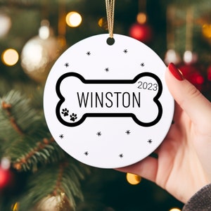 Custom Dog Bone Ornament , Personalized christmas gift , Christmas Ornament, Your Dogs Name, Pet Memorial, Dog First Christmas