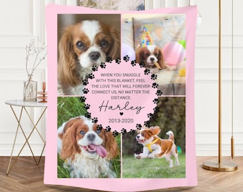 Custom Dog Photo Blanket | Personalized Pet Memorial Fleece Blanket Pet Loss | Custom Pet Photo Collage | Unique Gift for Parents Pet Lover