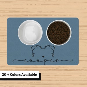 Personalized Pet Mat for Food and Water with Name | Absorbent Feeding Bowl Placemat | Choose Font | Puppy Dog placemat | Pet Mat For Food