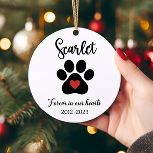 Custom Dog Memorial Ornament, Dog Memorial Gift, Loss of Pet, Pet Ornament, Christmas Keepsake, Dog Memorial Ornament, You Left Paw Prints