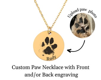 Actual Paw Print Necklace • Pet Paw Print Necklace • Custom Pet Necklace • Dog Paw Necklace • Cat Paw Necklace • Paw Print Necklace