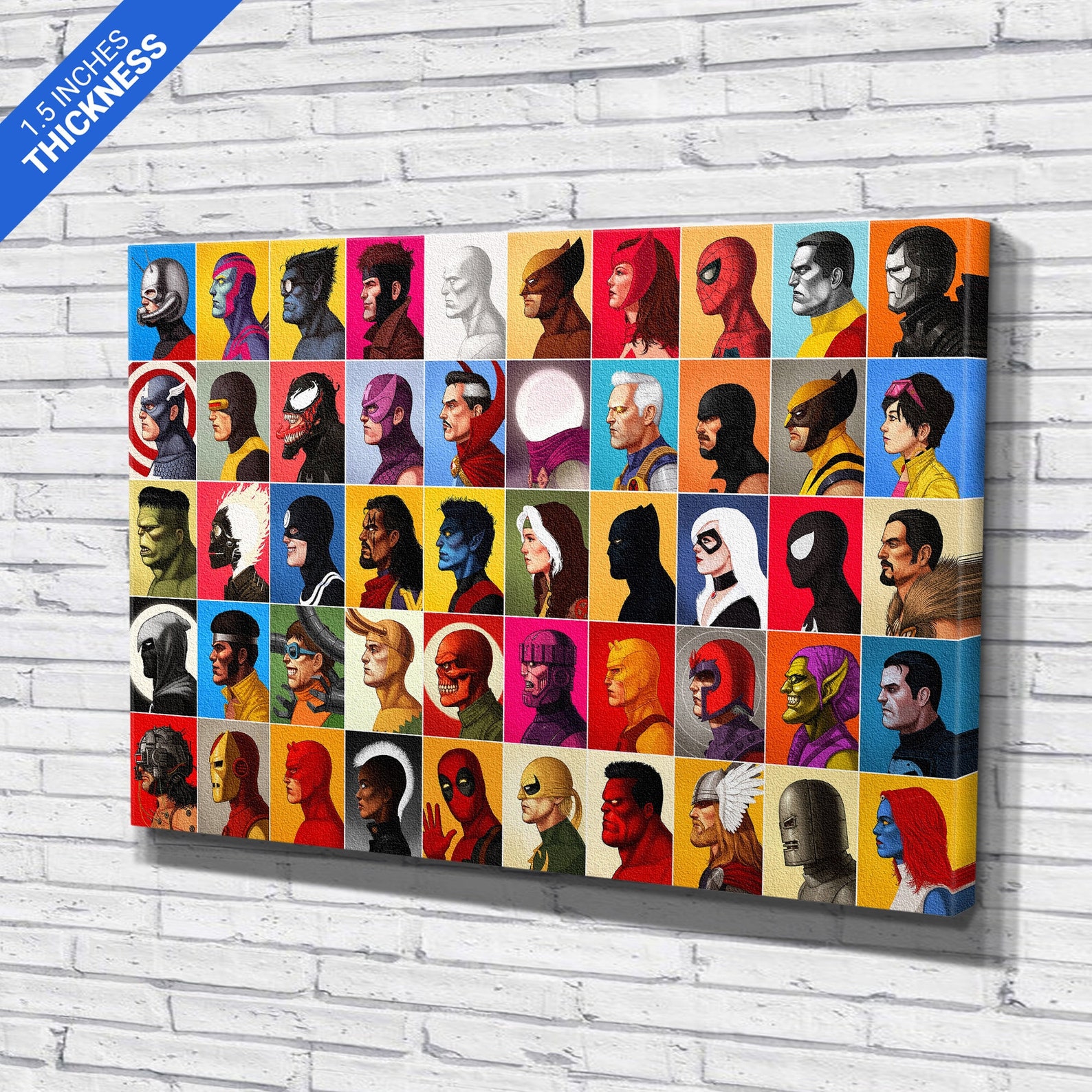 Super Hero Characters Superhero Heads Canvas Wall Art Print. Etsy